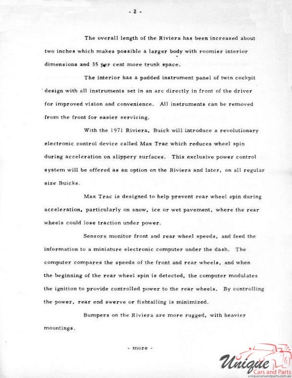 1971 Buick Riviera Press Release Page 6